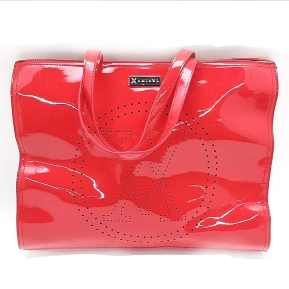 Amiani Handbags - AMIANI FAUX PATENT LEATHER TOTE